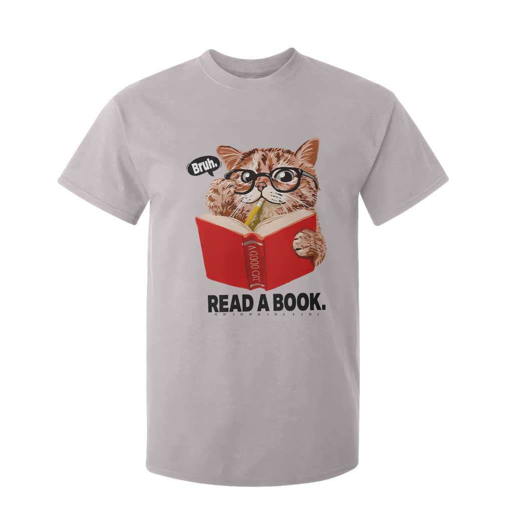 Funny Cat Reading T Shirt For Kid Book Lover TS14 Ice Gray Print Your Wear