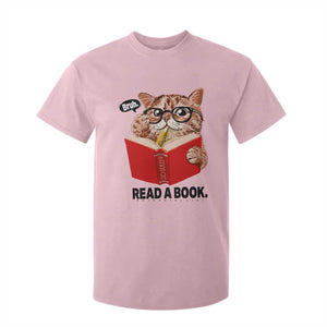 Funny Cat Reading T Shirt For Kid Book Lover TS14 Light Pink Print Your Wear