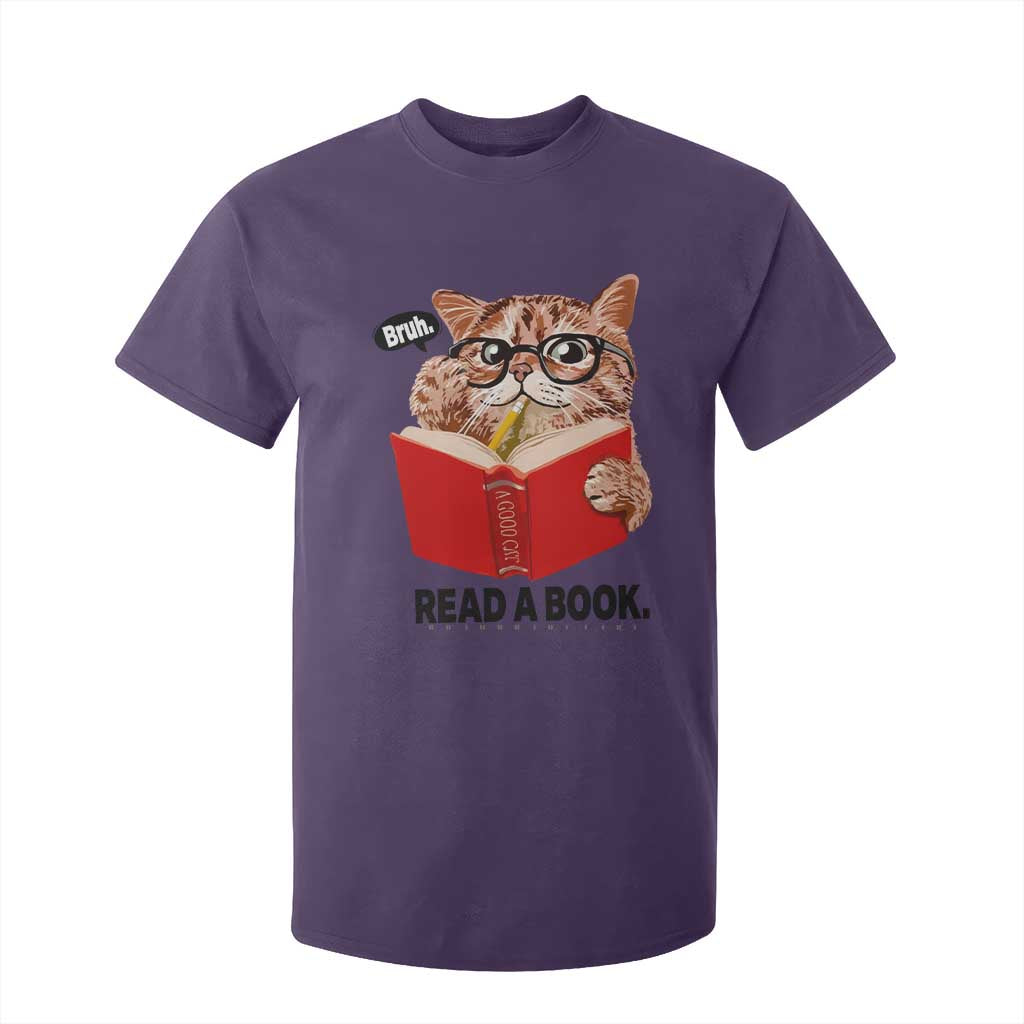 Funny Cat Reading T Shirt For Kid Book Lover TS14 Purple Print Your Wear