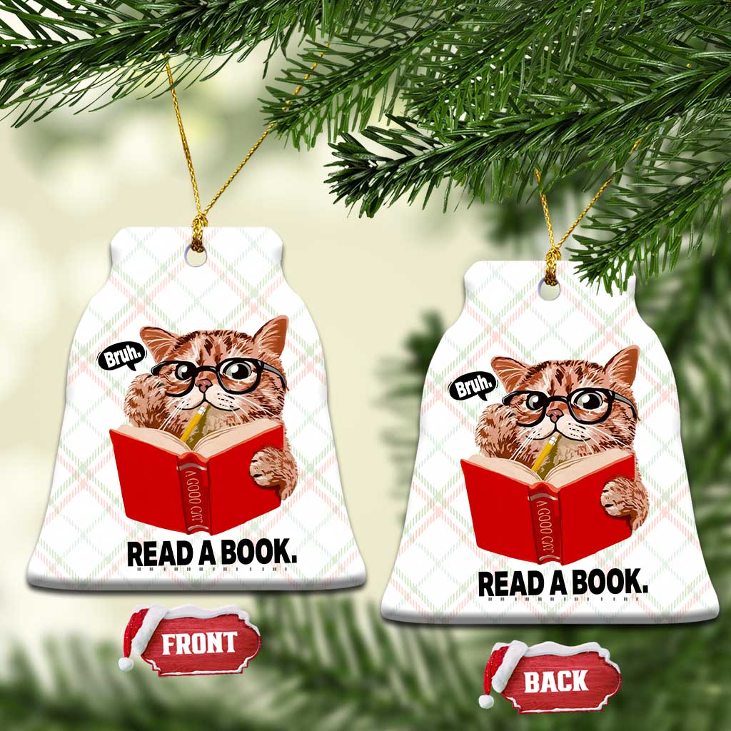 Funny Cat Reading Ceramic Ornament Book Lover TS14 Print Your Wear