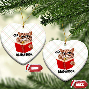Funny Cat Reading Ceramic Ornament Book Lover TS14 Print Your Wear