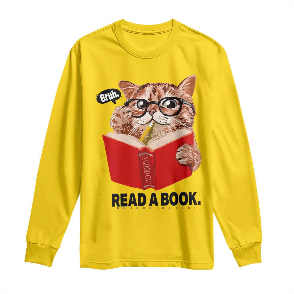 Funny Cat Reading Long Sleeve Shirt Book Lover TS14 Daisy Print Your Wear