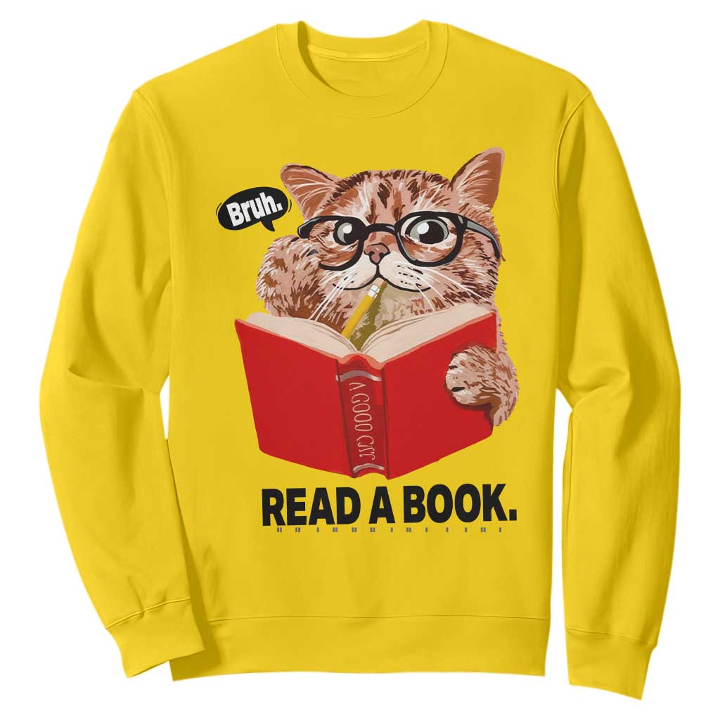 Funny Cat Reading Sweatshirt Book Lover TS14 Daisy Print Your Wear