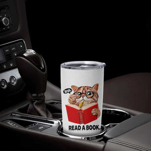 Funny Cat Reading Tumbler Cup Book Lover TS14 Print Your Wear