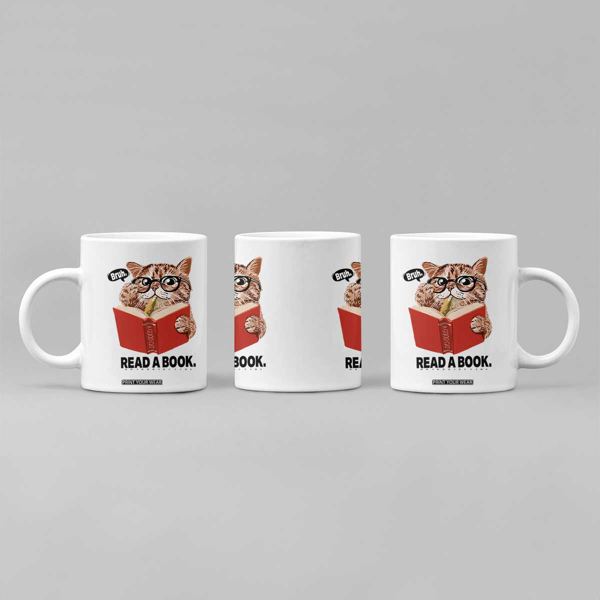 Funny Cat Reading Coffee Mug Book Lover TS14 Print Your Wear