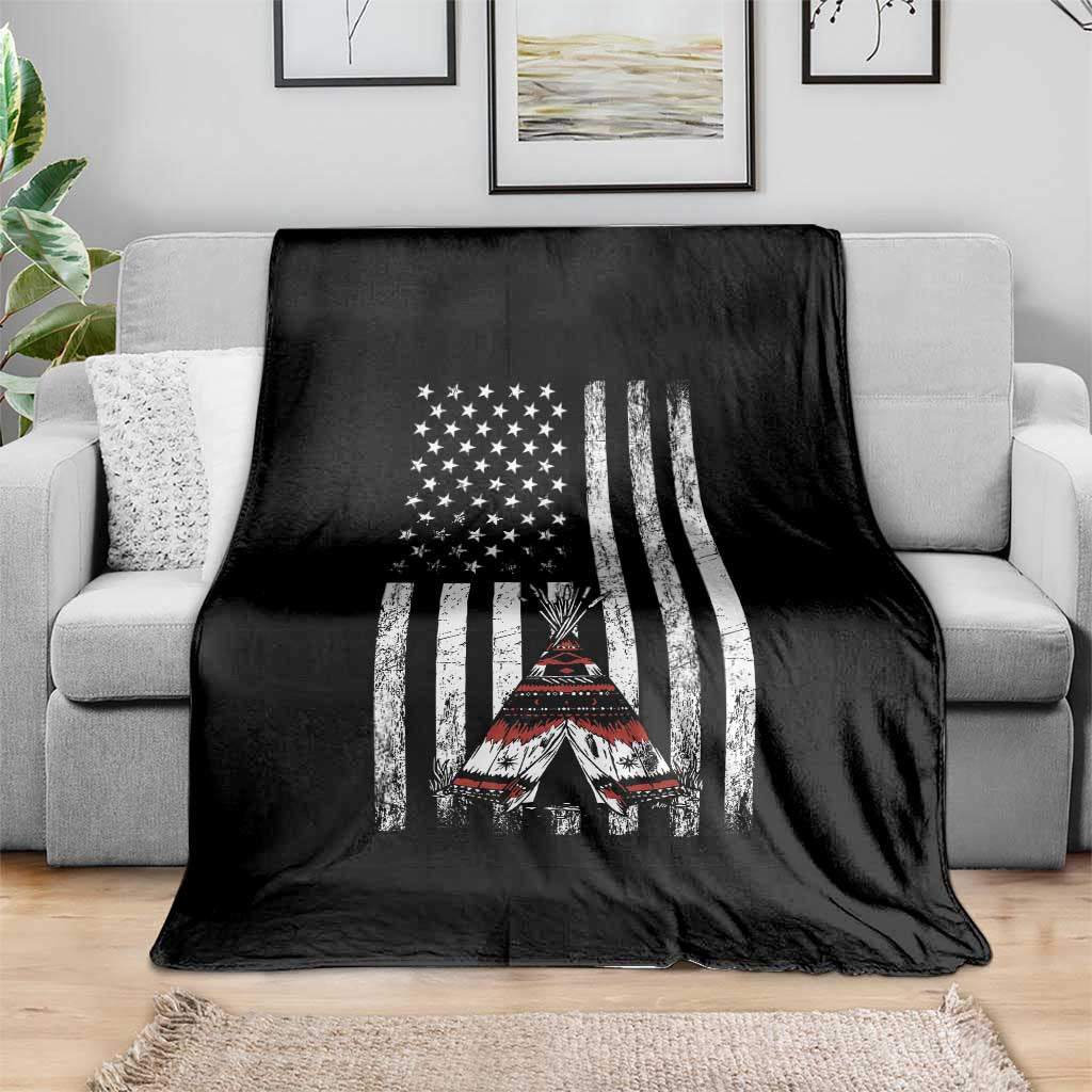 Teepee Pocket Native American Throw Blanket American Flag Native Feather Pride Month Indigenous TS14 Print Your Wear