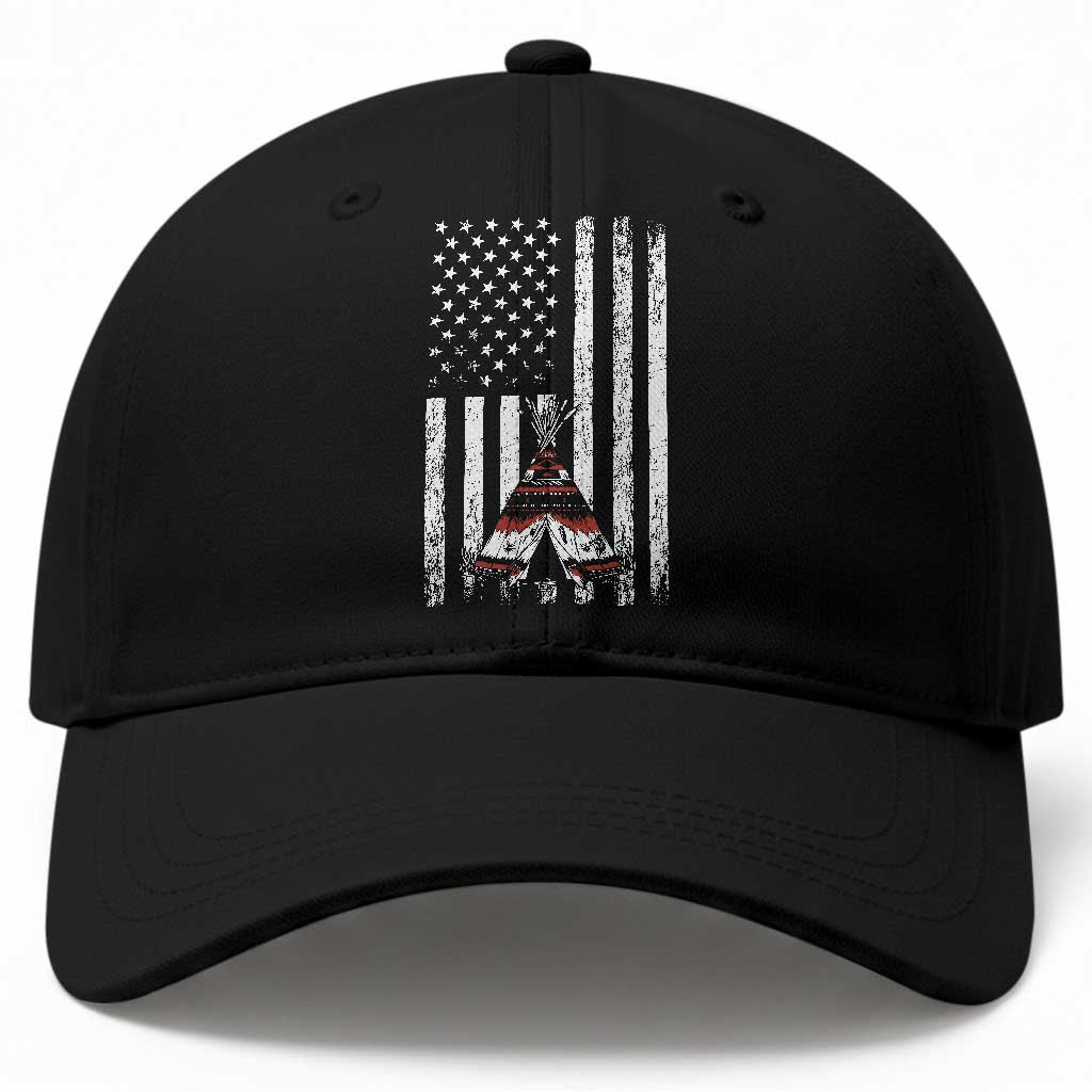 Teepee Pocket Native American Baseball Cap American Flag Native Feather Pride Month Indigenous TS14 Print Your Wear