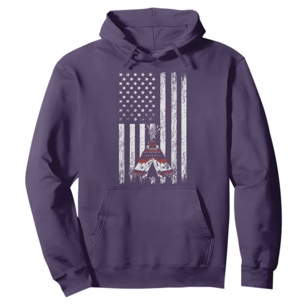 Teepee Pocket Native American Hoodie American Flag Native Feather Pride Month Indigenous TS14 Purple Print Your Wear