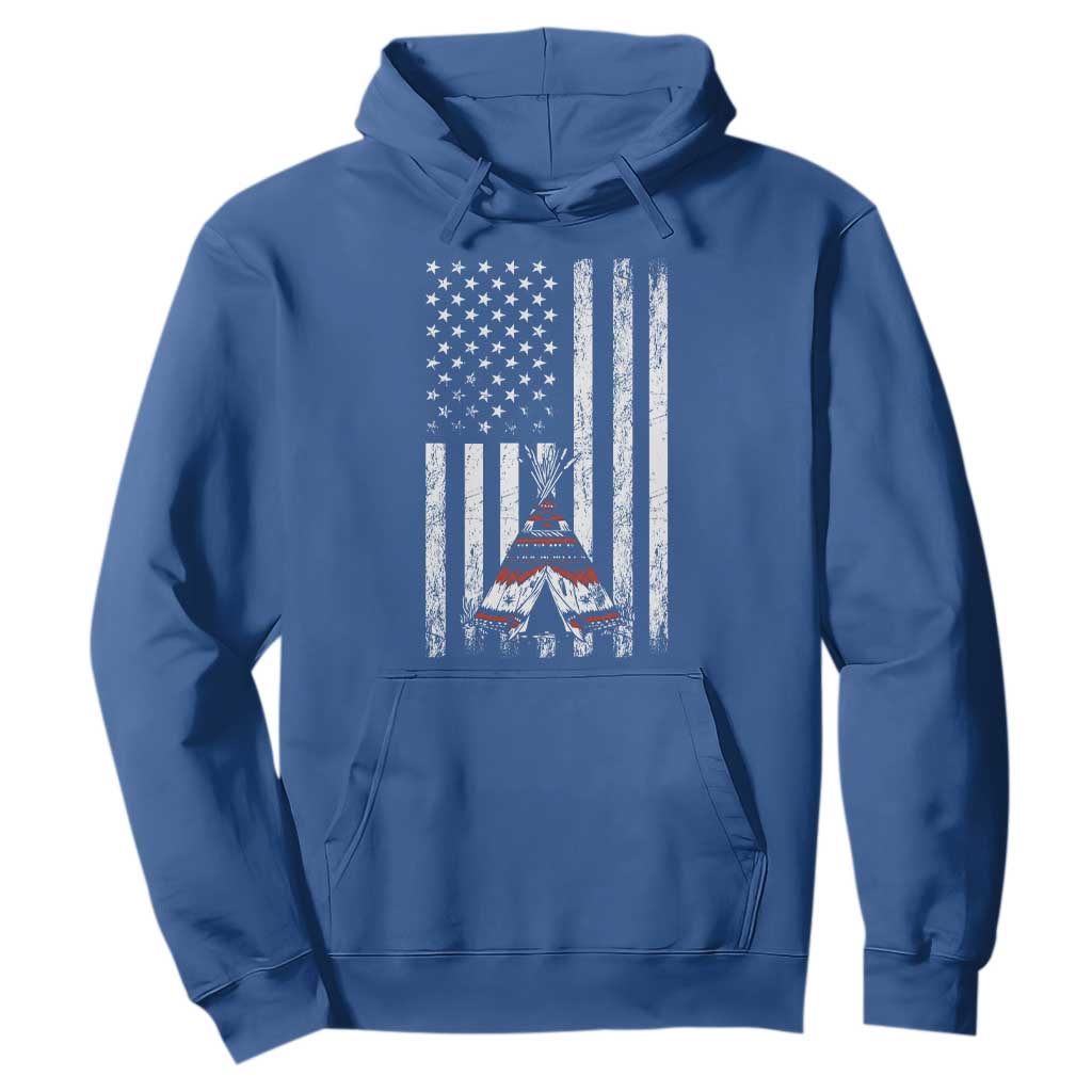 Teepee Pocket Native American Hoodie American Flag Native Feather Pride Month Indigenous TS14 Royal Blue Print Your Wear