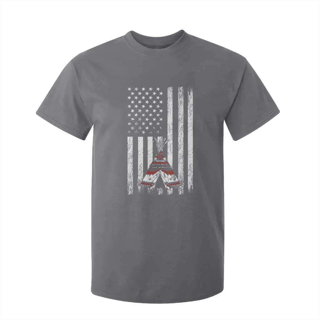 Teepee Pocket Native American T Shirt For Kid American Flag Native Feather Pride Month Indigenous TS14 Charcoal Print Your Wear