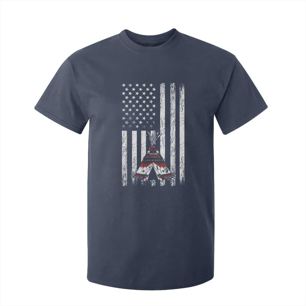 Teepee Pocket Native American T Shirt For Kid American Flag Native Feather Pride Month Indigenous TS14 Navy Print Your Wear