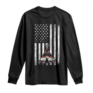 Teepee Pocket Native American Long Sleeve Shirt American Flag Native Feather Pride Month Indigenous TS14 Black Print Your Wear