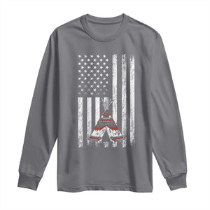 Teepee Pocket Native American Long Sleeve Shirt American Flag Native Feather Pride Month Indigenous TS14 Charcoal Print Your Wear
