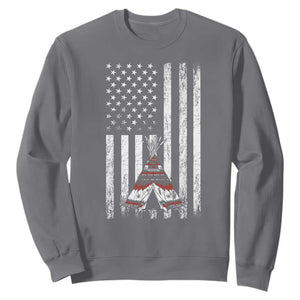 Teepee Pocket Native American Sweatshirt American Flag Native Feather Pride Month Indigenous TS14 Charcoal Print Your Wear