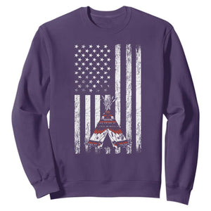 Teepee Pocket Native American Sweatshirt American Flag Native Feather Pride Month Indigenous TS14 Purple Print Your Wear