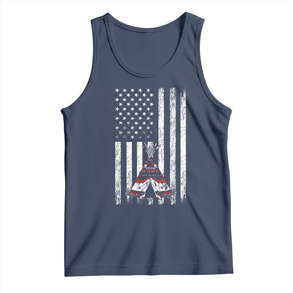 Teepee Pocket Native American Tank Top American Flag Native Feather Pride Month Indigenous TS14 Navy Print Your Wear