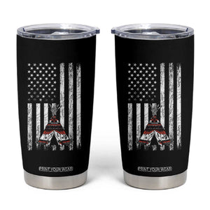 Teepee Pocket Native American Tumbler Cup American Flag Native Feather Pride Month Indigenous TS14 Black Print Your Wear