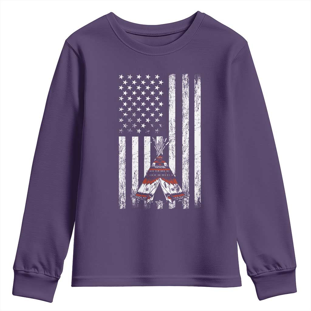 Teepee Pocket Native American Youth Sweatshirt American Flag Native Feather Pride Month Indigenous TS14 Purple Print Your Wear