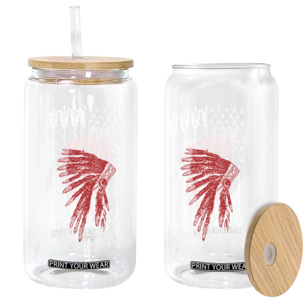 Native American Teepee American Flag Glass Can TS14 Print Your Wear