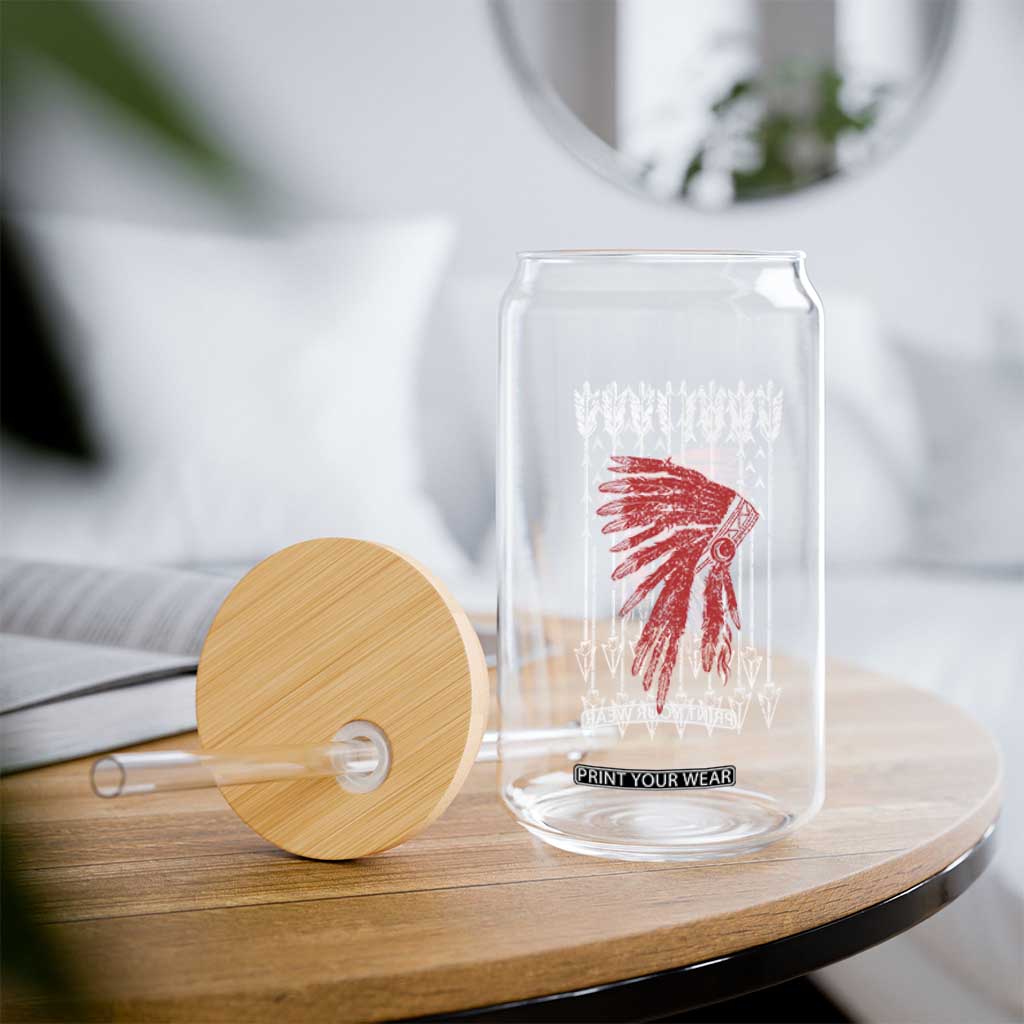 Native American Teepee American Flag Glass Can TS14 Print Your Wear