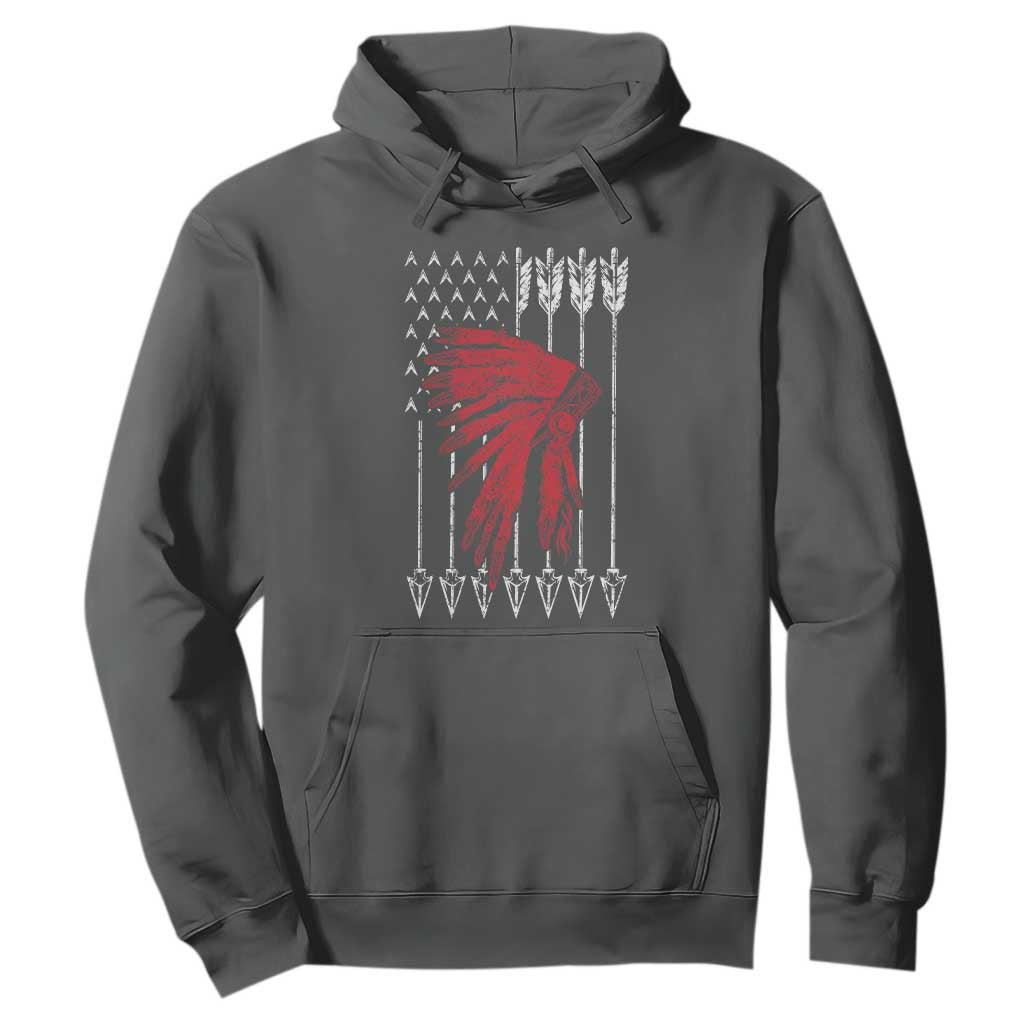 Native American Teepee American Flag Hoodie TS14 Dark Heather Print Your Wear