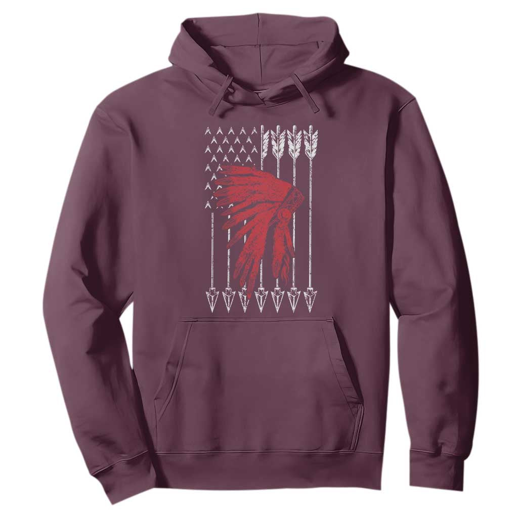 Native American Teepee American Flag Hoodie TS14 Maroon Print Your Wear