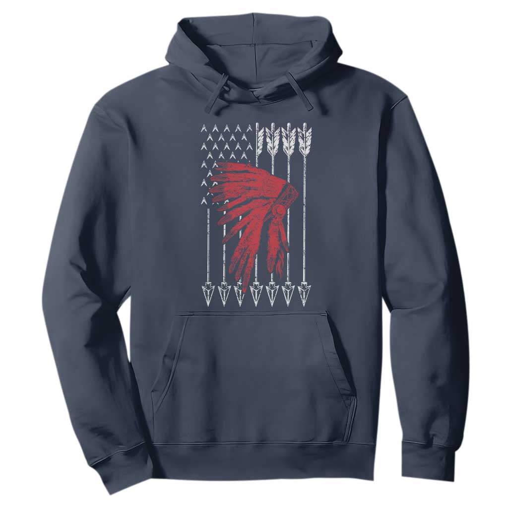 Native American Teepee American Flag Hoodie TS14 Navy Print Your Wear