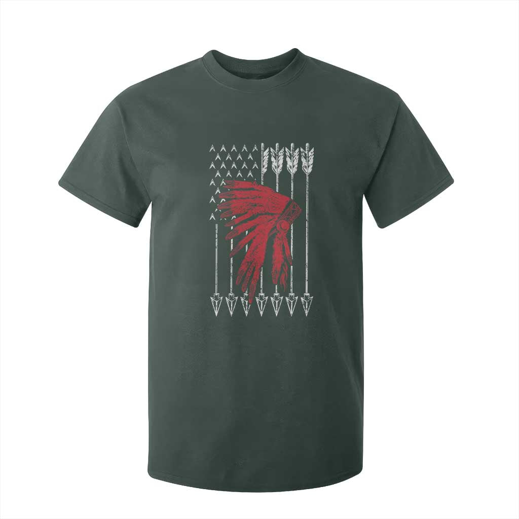 Native American Teepee American Flag T Shirt For Kid TS14 Dark Forest Green Print Your Wear