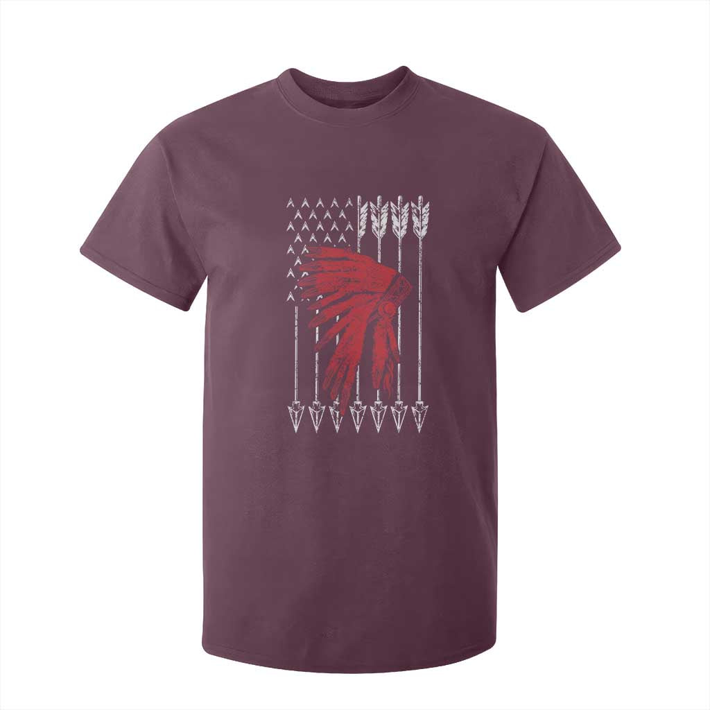 Native American Teepee American Flag T Shirt For Kid TS14 Maroon Print Your Wear