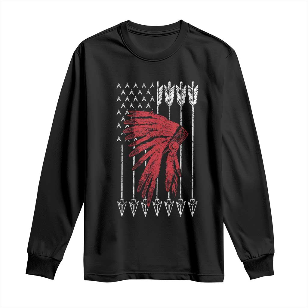 Native American Teepee American Flag Long Sleeve Shirt TS14 Black Print Your Wear