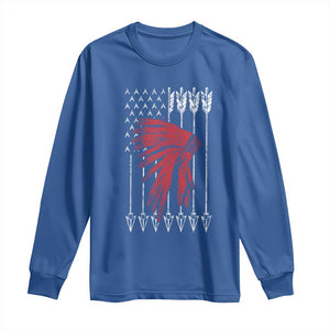 Native American Teepee American Flag Long Sleeve Shirt TS14 Royal Blue Print Your Wear