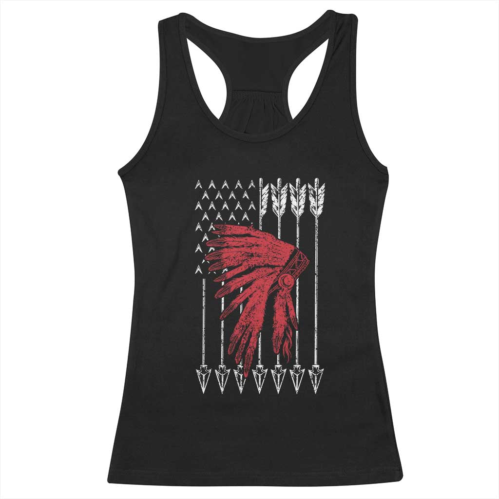 Native American Teepee American Flag Racerback Tank Top TS14 Black Print Your Wear