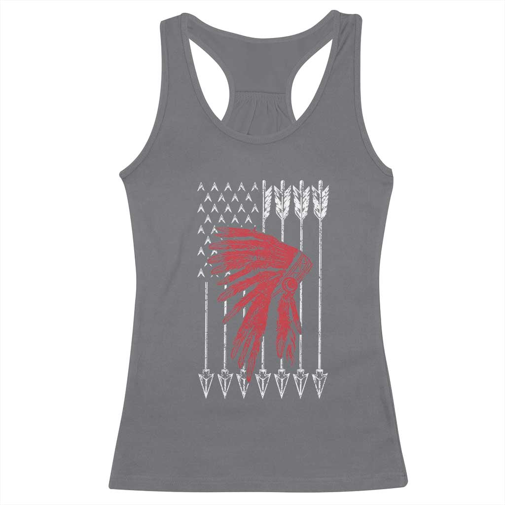 Native American Teepee American Flag Racerback Tank Top TS14 Charcoal Print Your Wear
