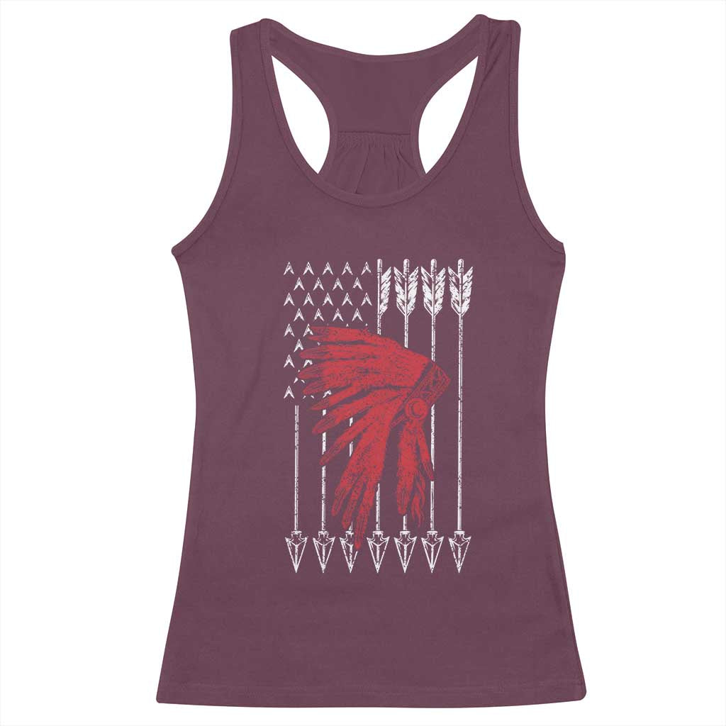 Native American Teepee American Flag Racerback Tank Top TS14 Maroon Print Your Wear