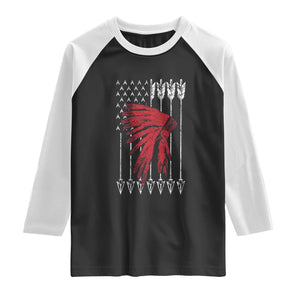 Native American Teepee American Flag Raglan Shirt TS14 Black White Print Your Wear