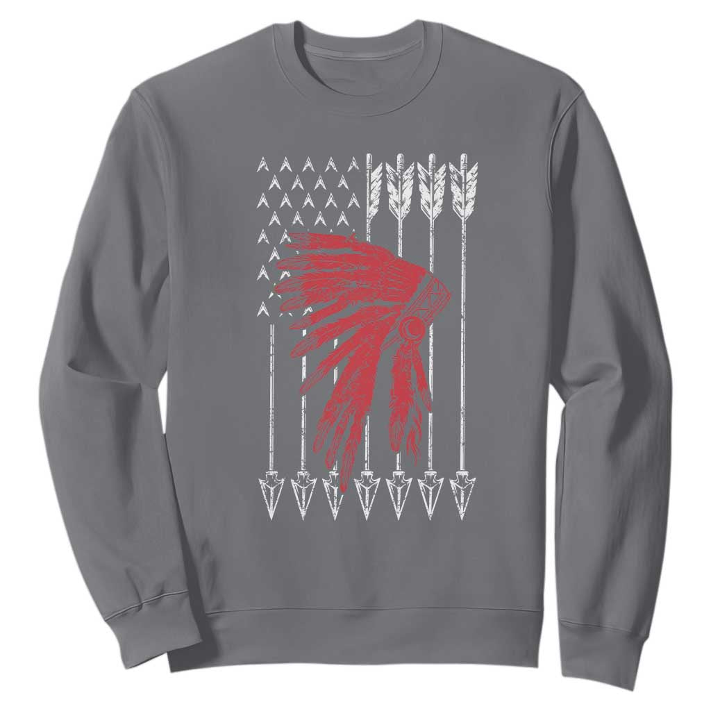 Native American Teepee American Flag Sweatshirt TS14 Charcoal Print Your Wear