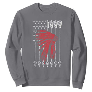 Native American Teepee American Flag Sweatshirt TS14 Charcoal Print Your Wear