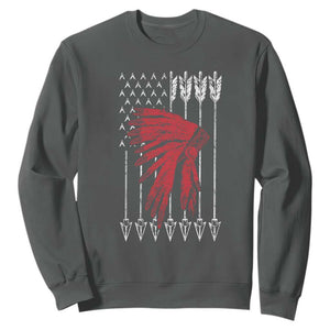 Native American Teepee American Flag Sweatshirt TS14 Dark Heather Print Your Wear