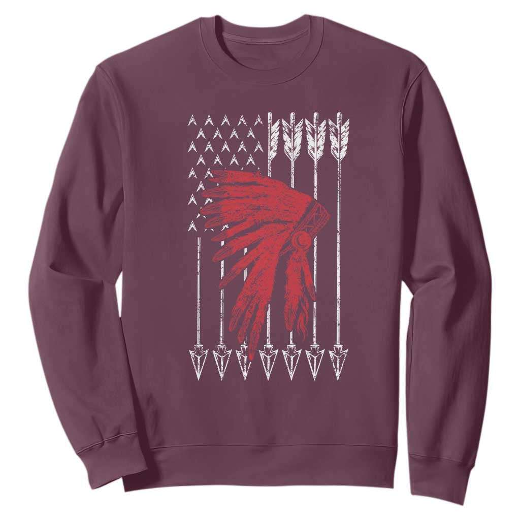 Native American Teepee American Flag Sweatshirt TS14 Maroon Print Your Wear