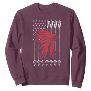 Native American Teepee American Flag Sweatshirt TS14 Maroon Print Your Wear