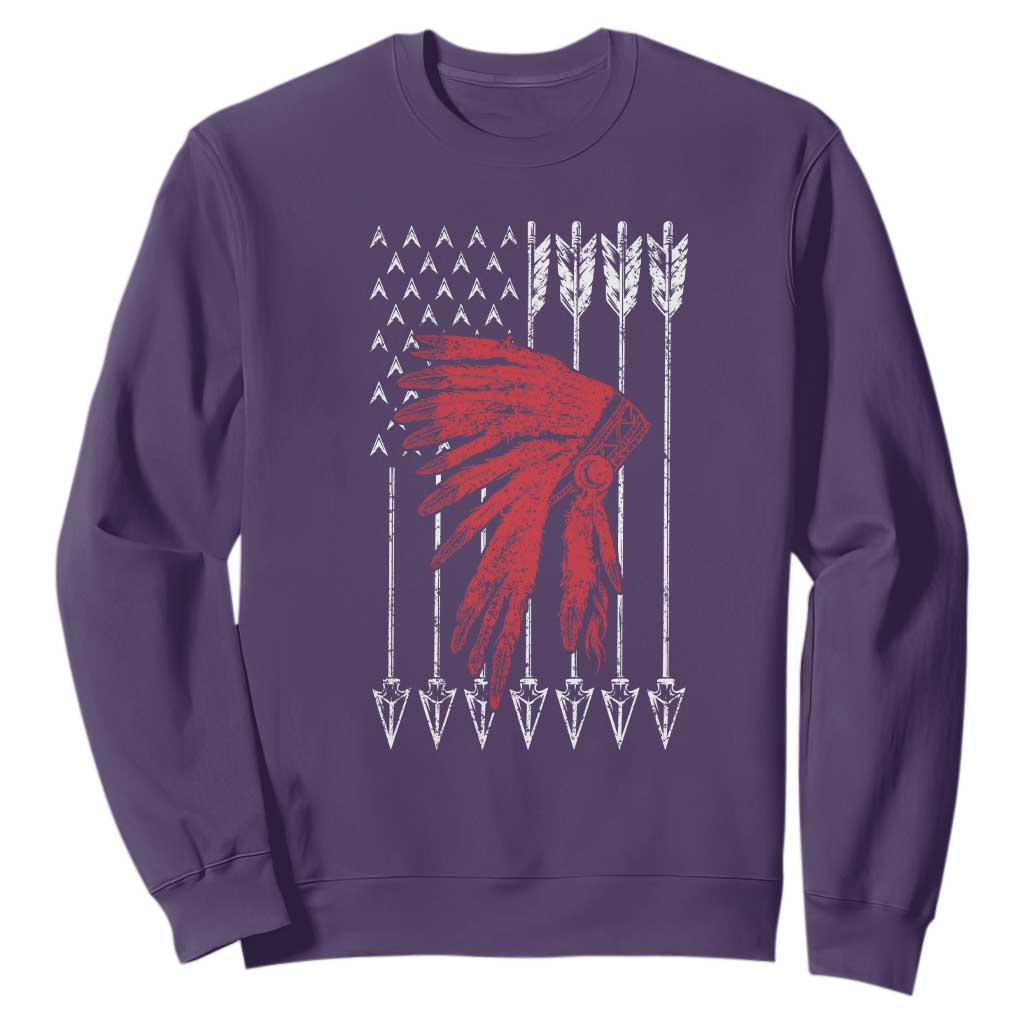 Native American Teepee American Flag Sweatshirt TS14 Purple Print Your Wear