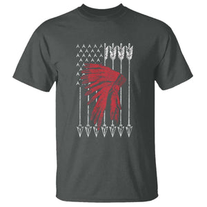 Native American Teepee American Flag T Shirt TS14 Dark Heather Print Your Wear