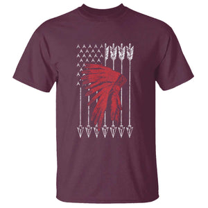 Native American Teepee American Flag T Shirt TS14 Maroon Print Your Wear