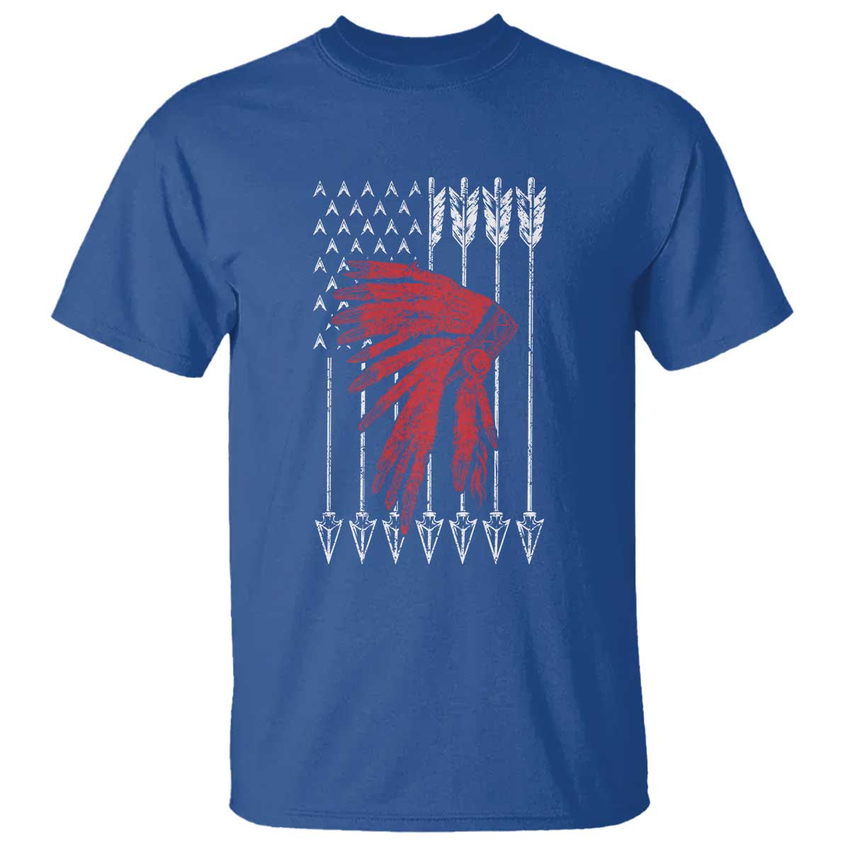 Native American Teepee American Flag T Shirt TS14 Royal Blue Print Your Wear