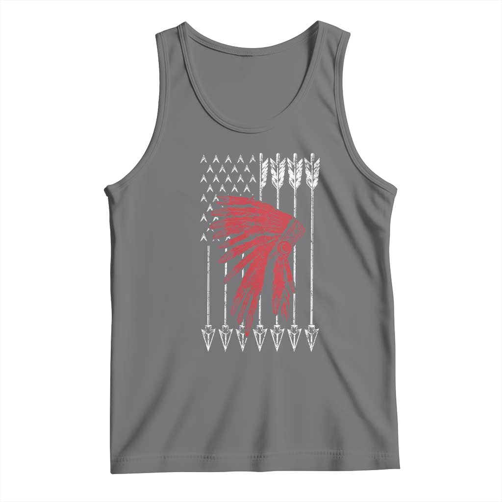 Native American Teepee American Flag Tank Top TS14 Black Heather Print Your Wear