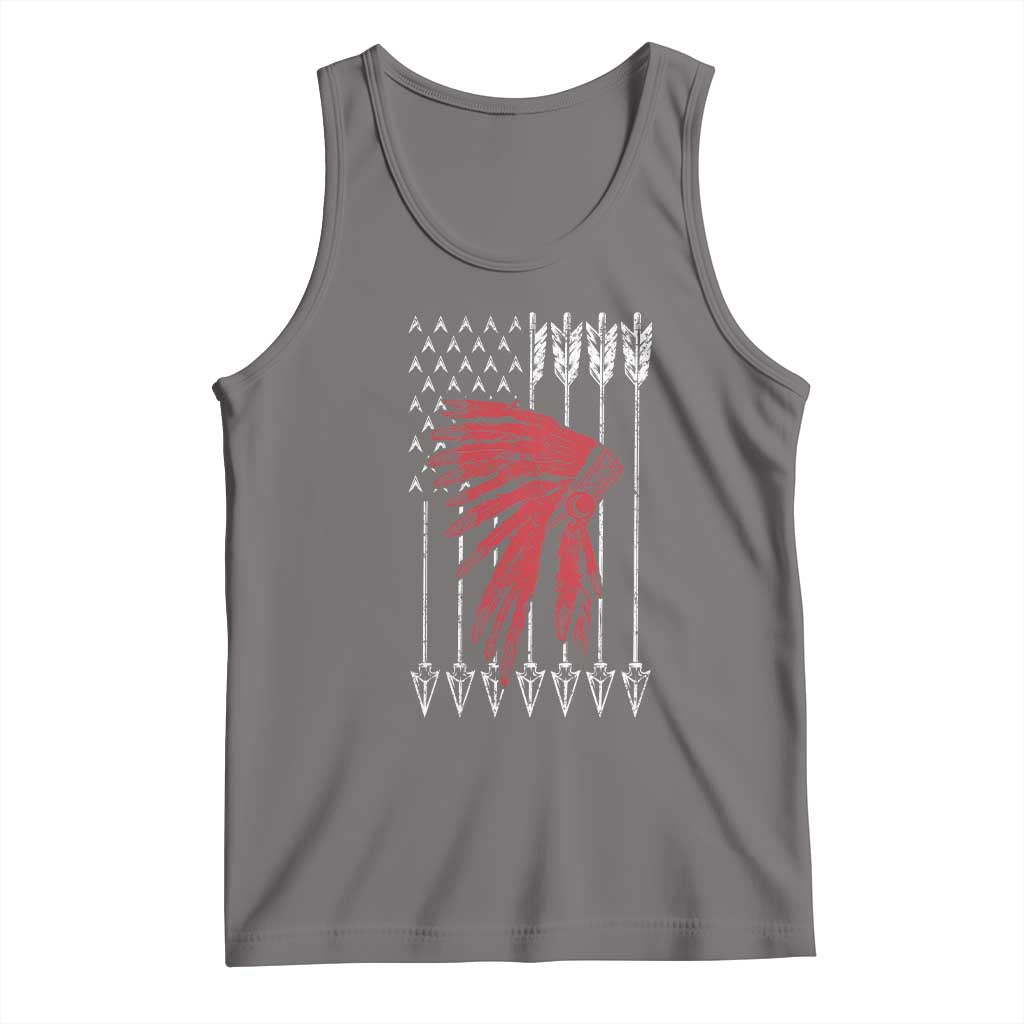 Native American Teepee American Flag Tank Top TS14 Deep Heather Print Your Wear
