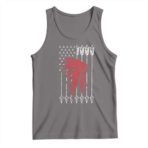 Native American Teepee American Flag Tank Top TS14 Deep Heather Print Your Wear