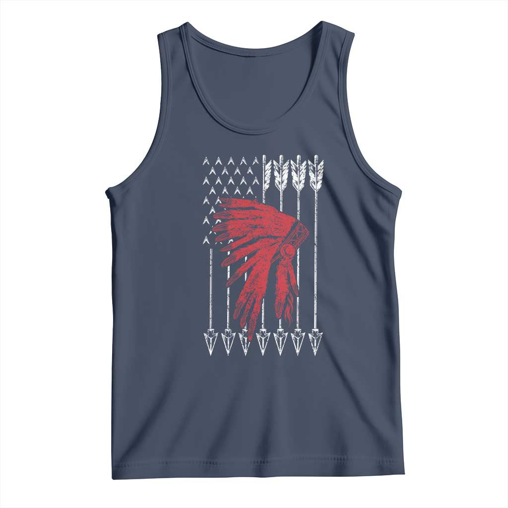 Native American Teepee American Flag Tank Top TS14 Navy Print Your Wear