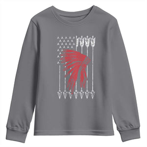 Native American Teepee American Flag Youth Sweatshirt TS14 Charcoal Print Your Wear