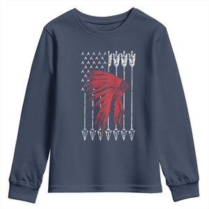 Native American Teepee American Flag Youth Sweatshirt TS14 Navy Print Your Wear